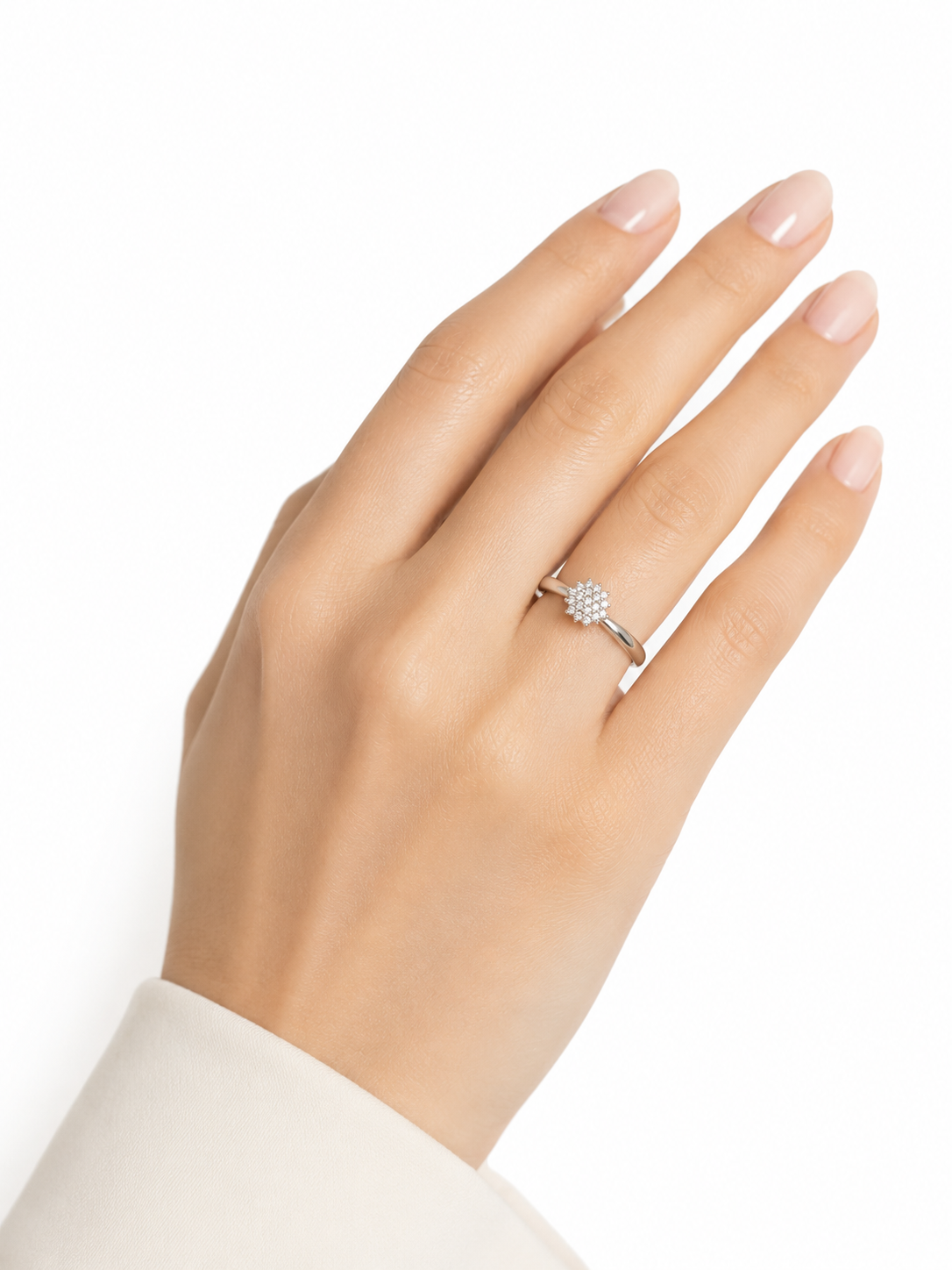 925 Silver Flower Ring – Rhodium Coated Sterling Silver Ring
