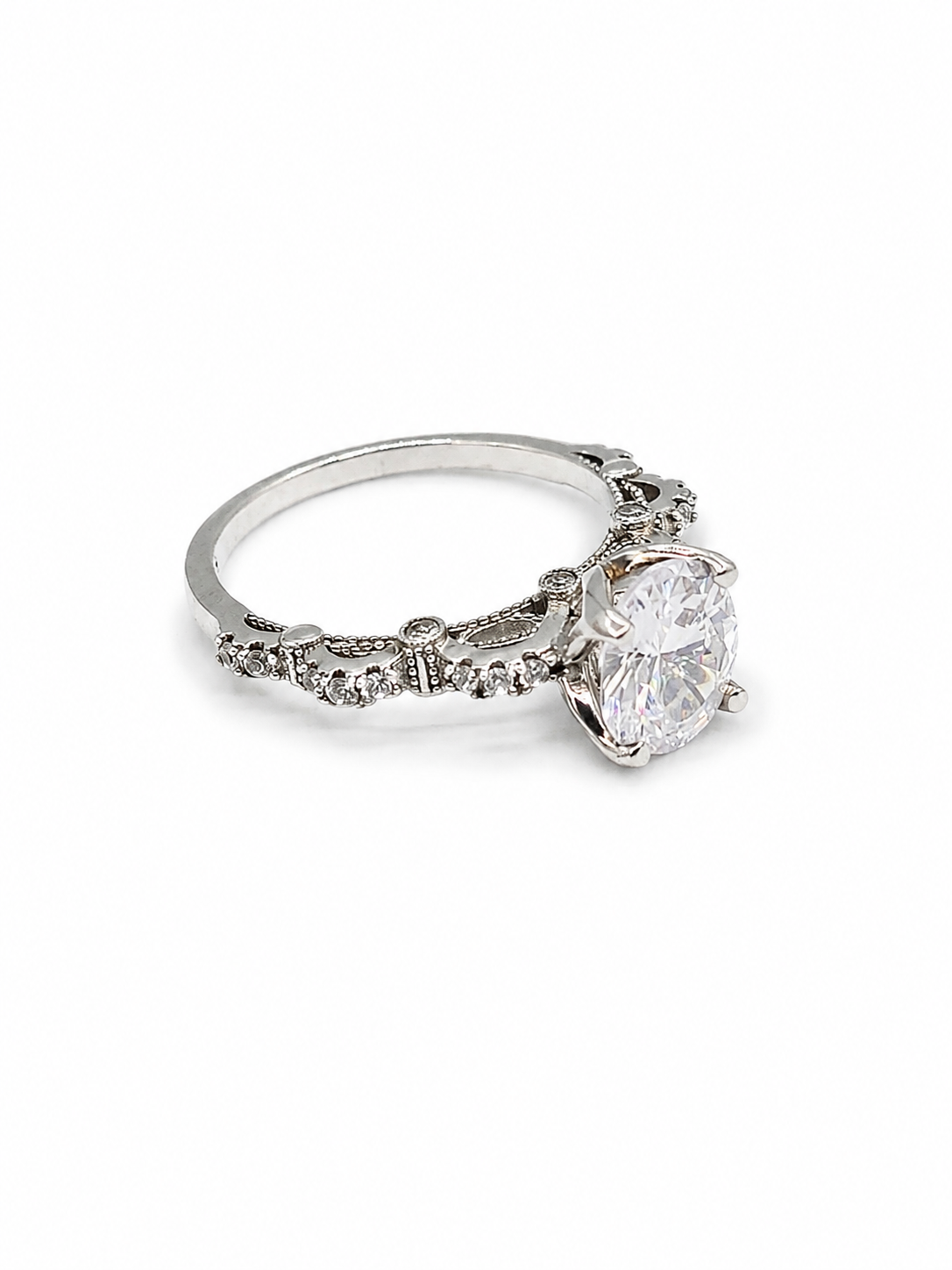 925 Silver Zircon Ring – Diamond Look Rhodium Coated Ring