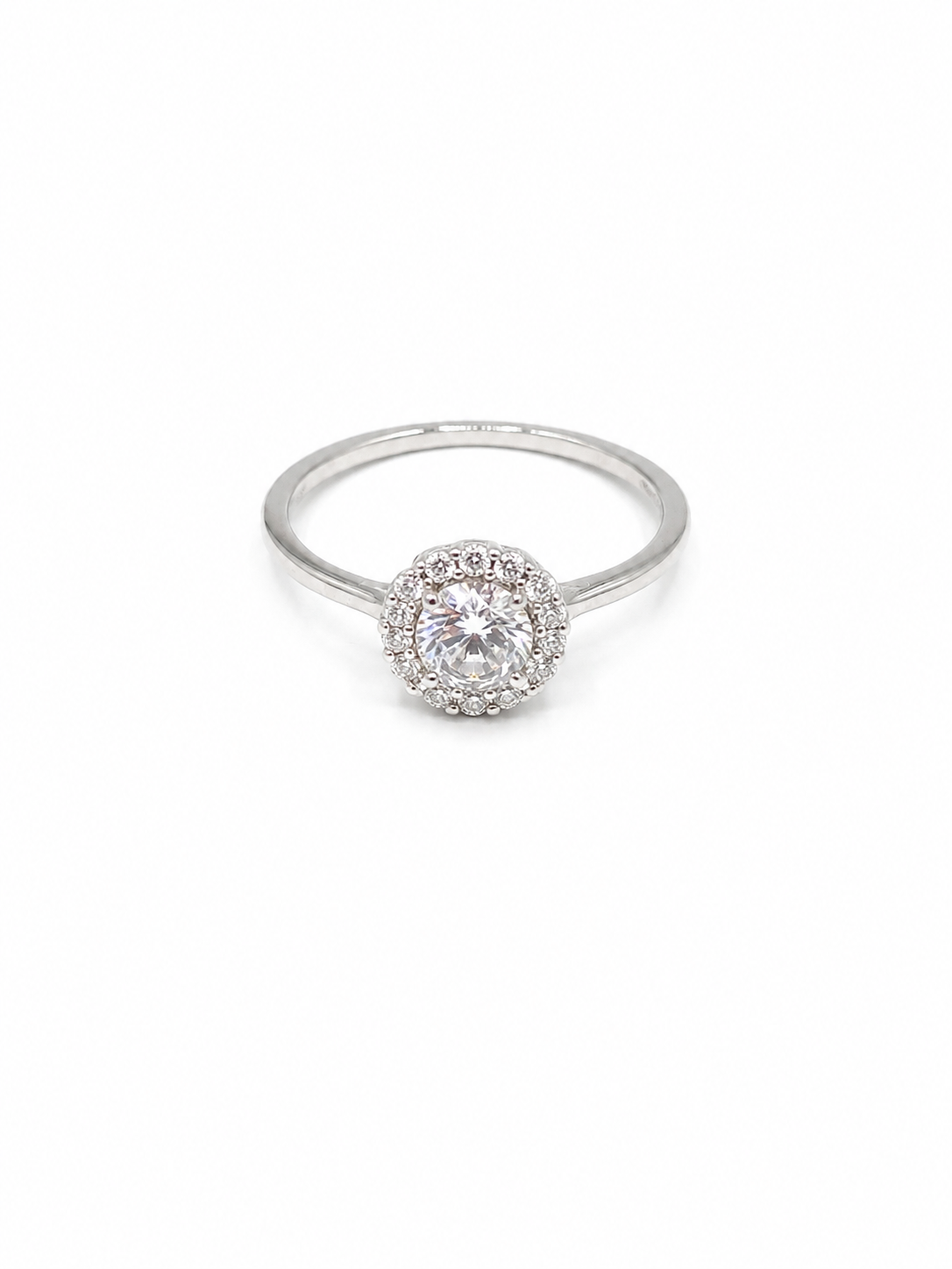 925 Silver Zircon Ring – Diamond Look Halo Ring