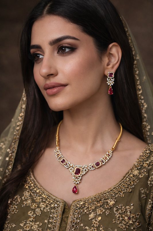 Crimson Noor Floral Luxe Necklace Set