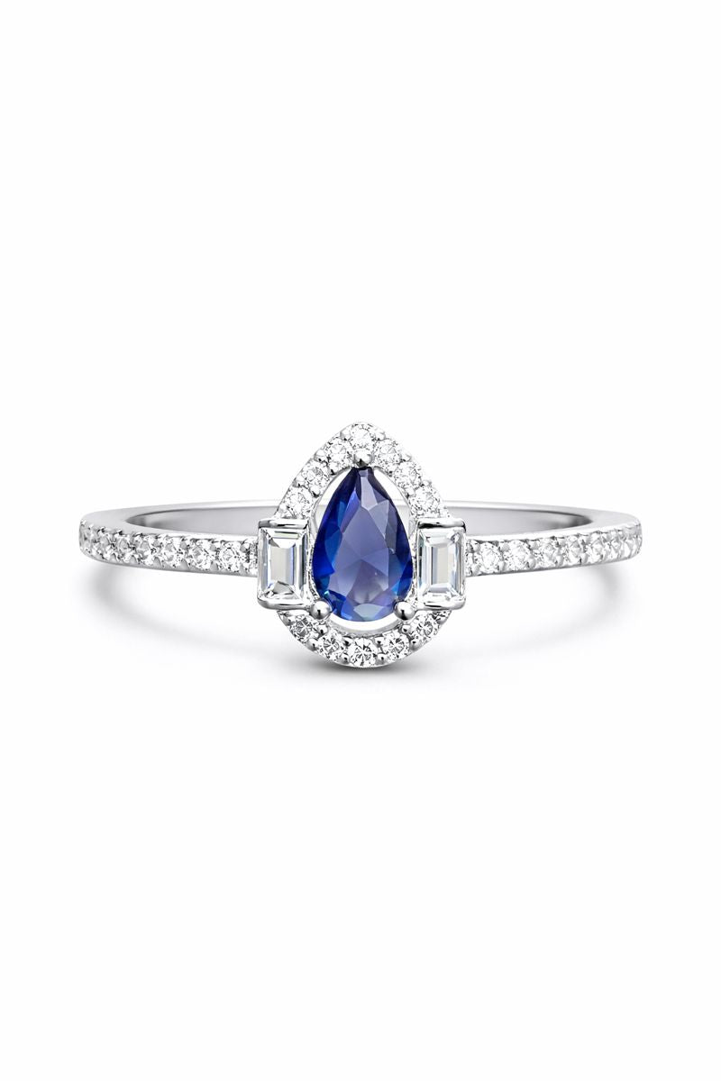 Teardrop Zircon Ring – 925 Sterling Silver