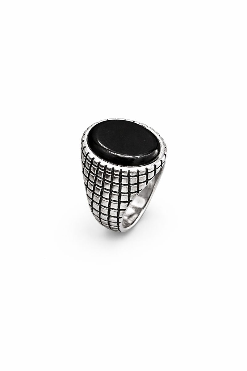 Italian Onyx Crest Signet Ring