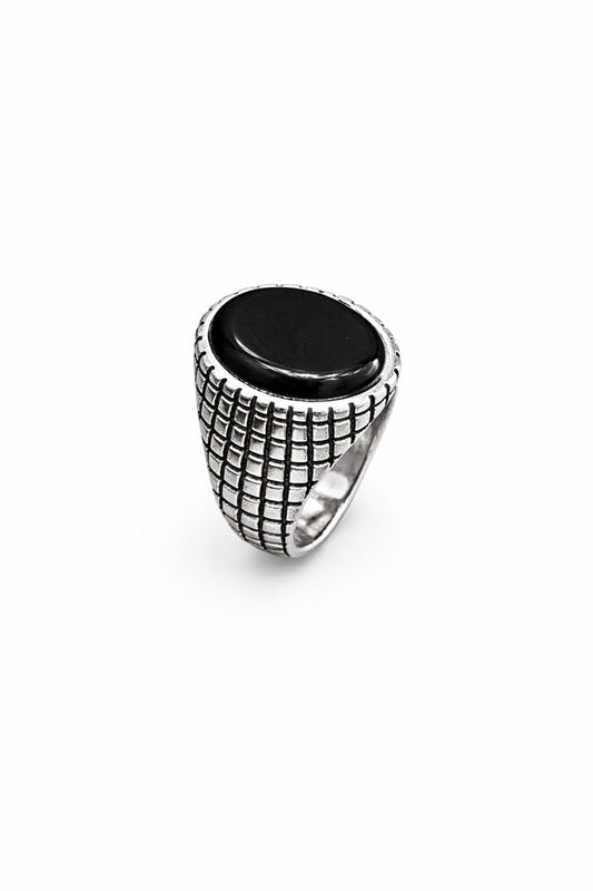 Italian Onyx Crest Signet Ring