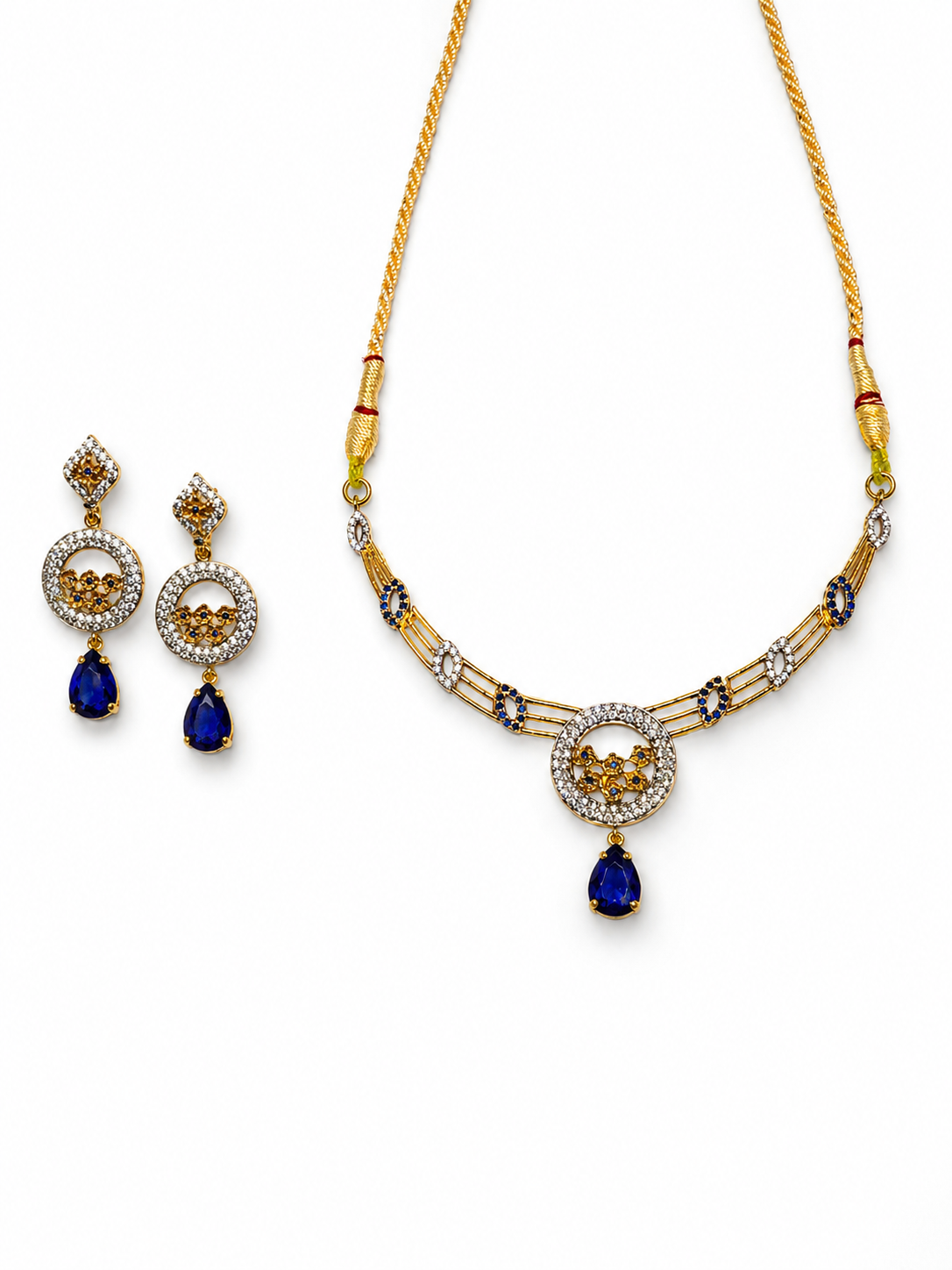 Azure Royal Silver Necklace Set