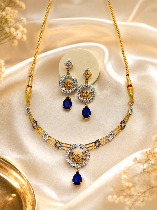 Azure Royal Silver Necklace Set