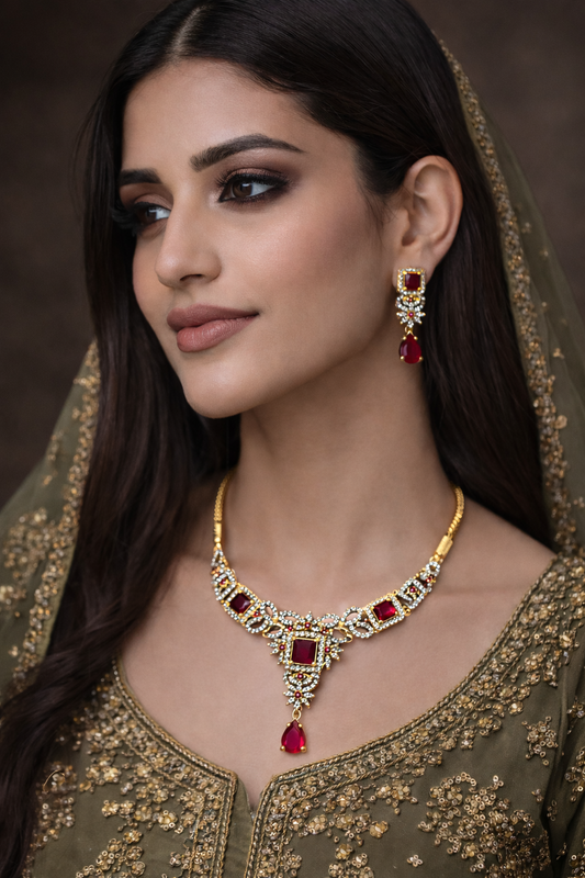 Crimson Royale Drop Luxe Necklace Set