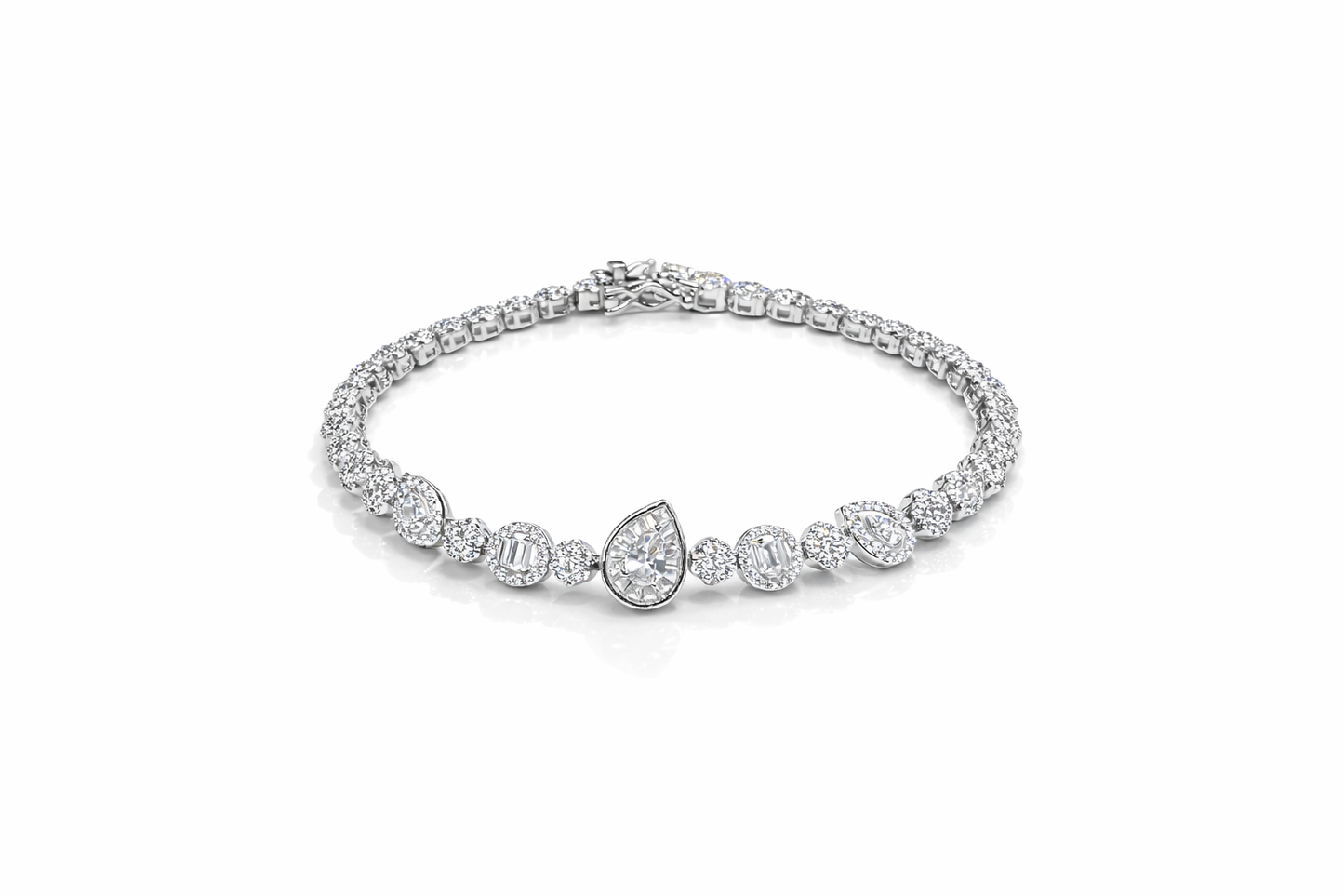 Celestia Pear Halo Tennis Bracelet