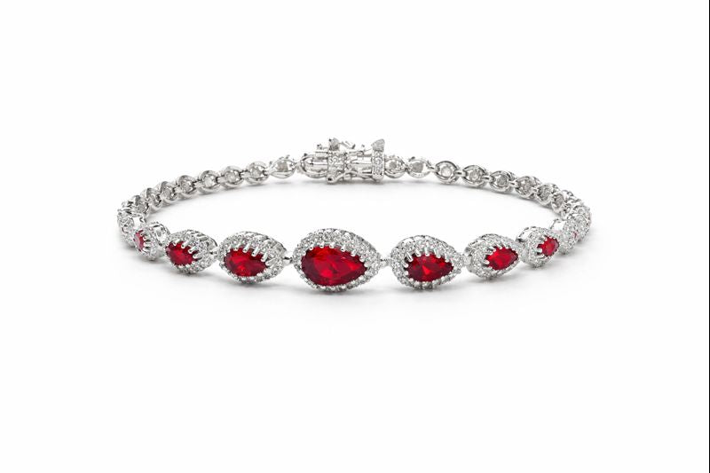 Imperial Red Zircon Halo Bracelet