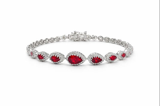 Imperial Red Zircon Halo Bracelet