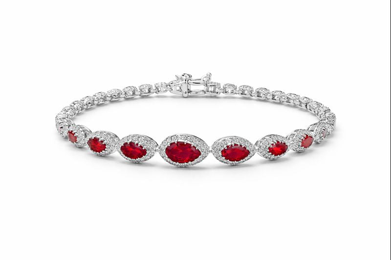 Imperial Red Zircon Halo Bracelet
