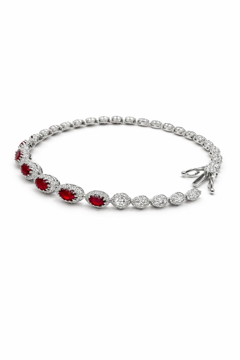 Imperial Red Zircon Halo Bracelet