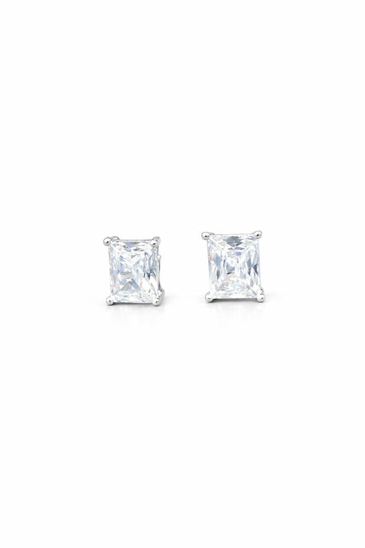 Radiant Square-Cut Zircon Stud Earrings
