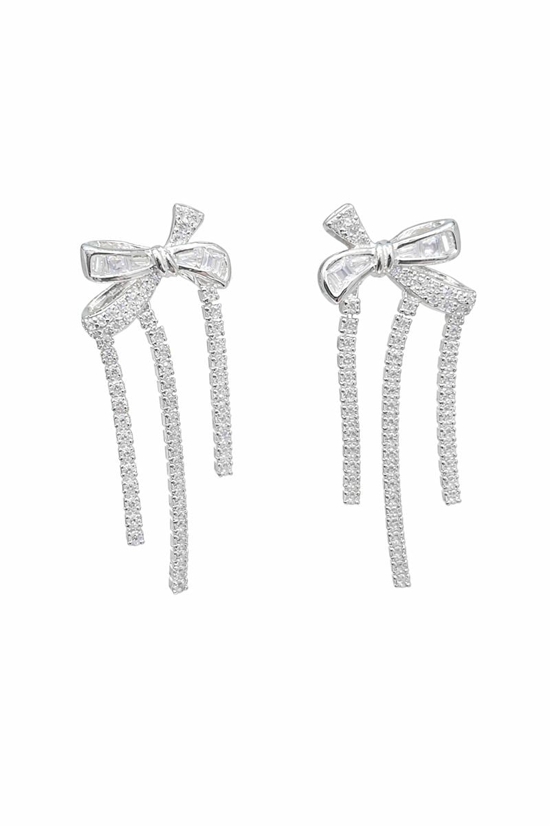 Luxe Bowfall Zircon Drop Earrings