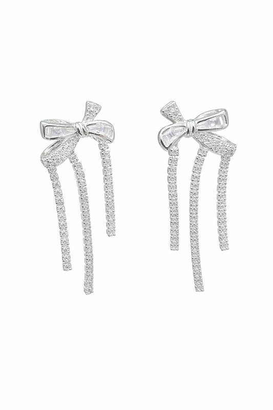 Luxe Bowfall Zircon Drop Earrings