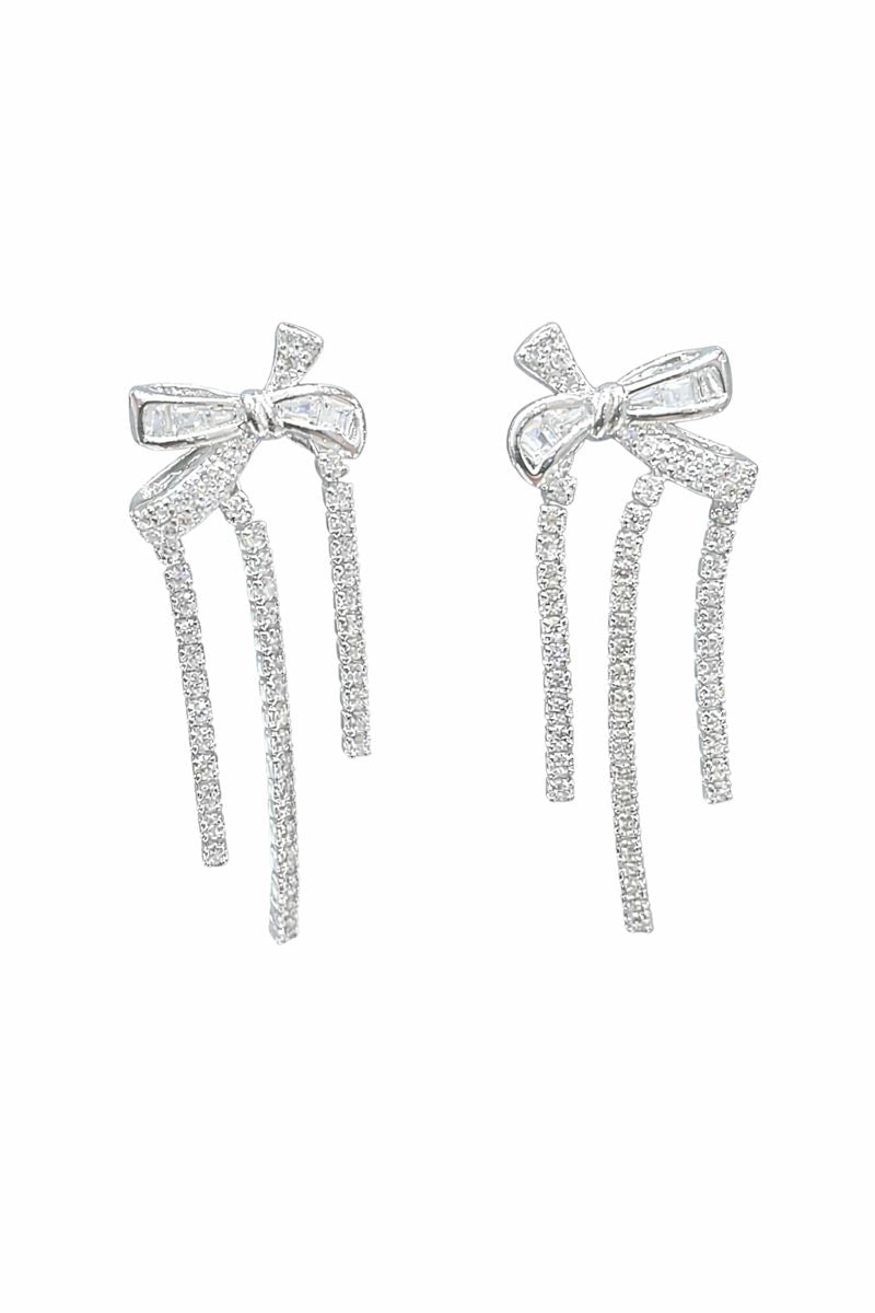 Luxe Bowfall Zircon Drop Earrings