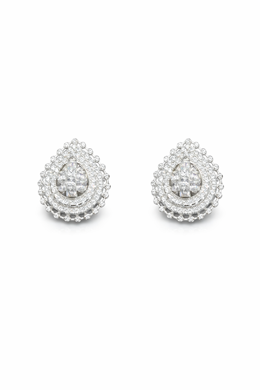 Teardrop Zircon Stud Earrings – 925 Sterling Silver
