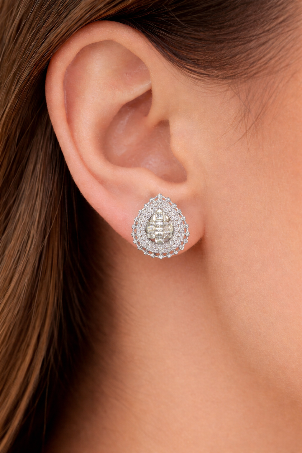 Teardrop Zircon Stud Earrings – 925 Sterling Silver