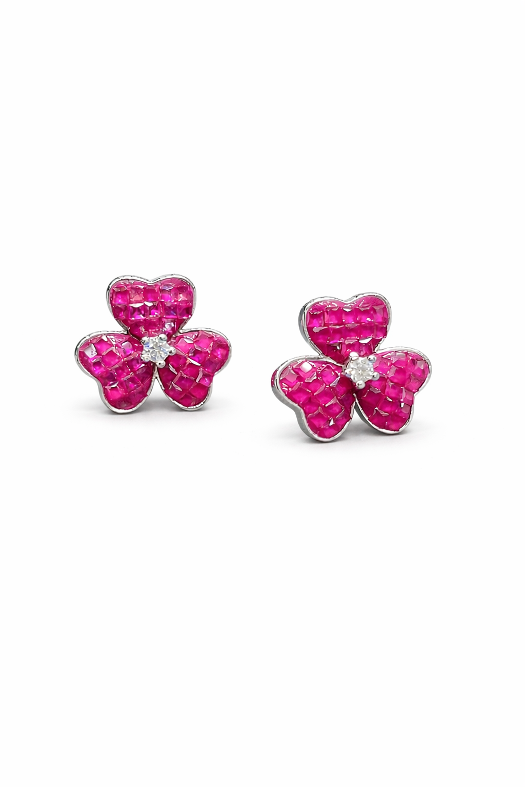 Elegant Pink Flower Stud Earrings
