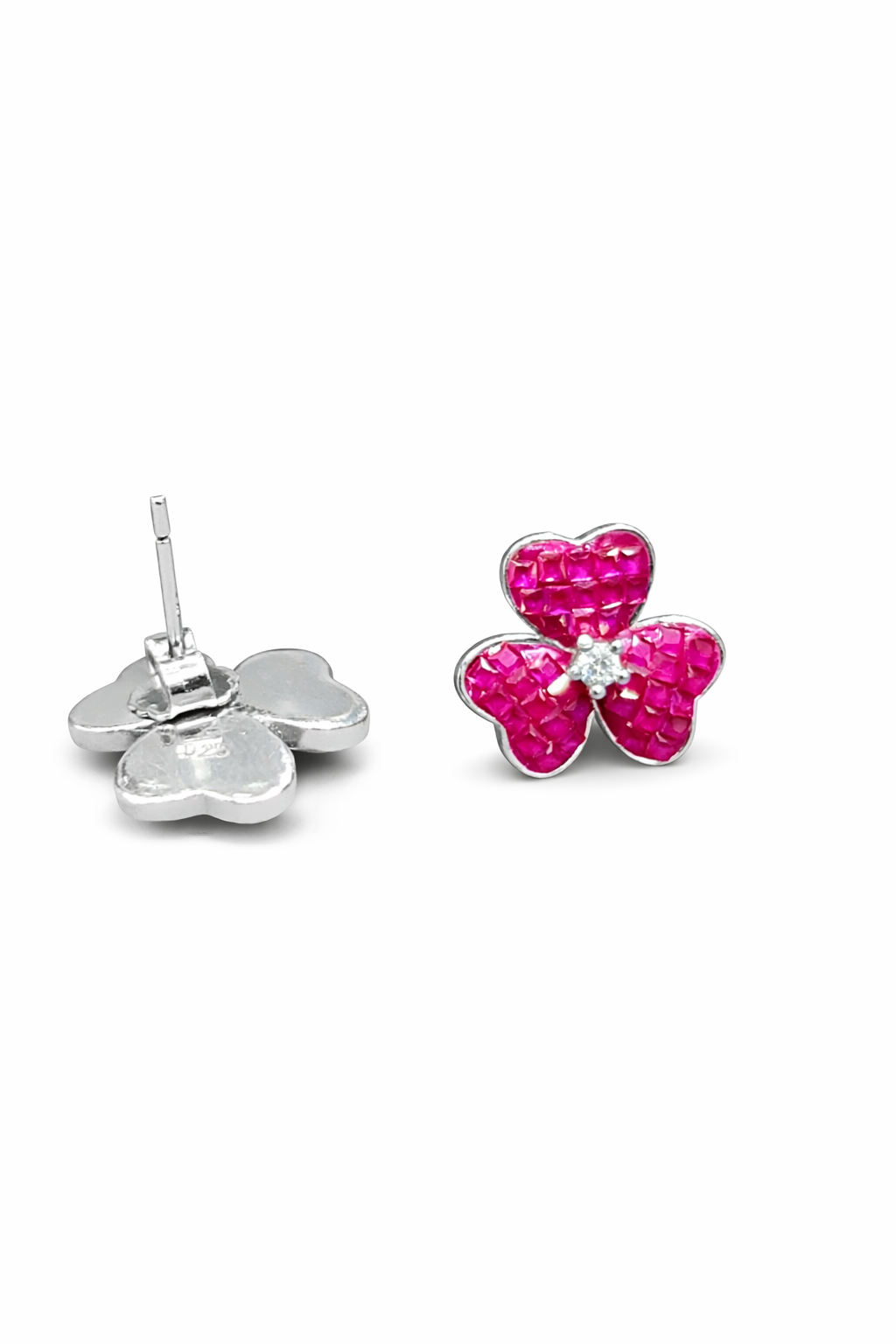 Elegant Pink Flower Stud Earrings