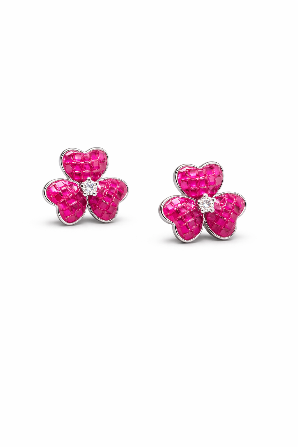 Elegant Pink Flower Stud Earrings