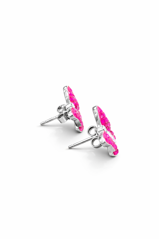 Pink Enamel Butterfly Stud Earrings