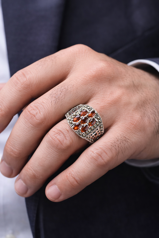 Imperial Ember Crest Ring – Italian Design in 925 Silver