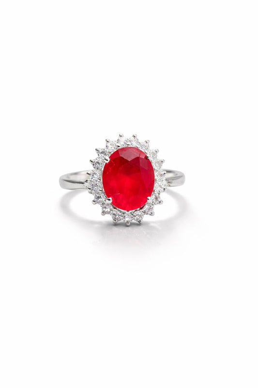 Red Zircon Oval Cut Ring