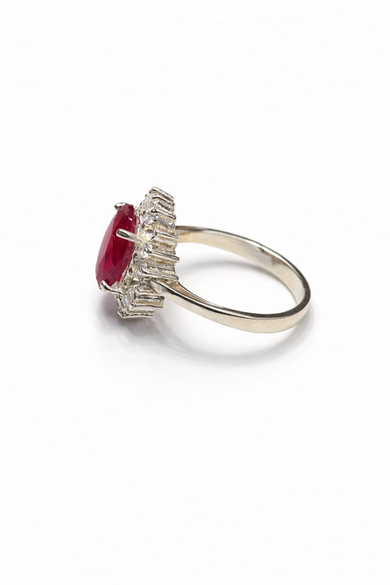 Red Zircon Oval Cut Ring