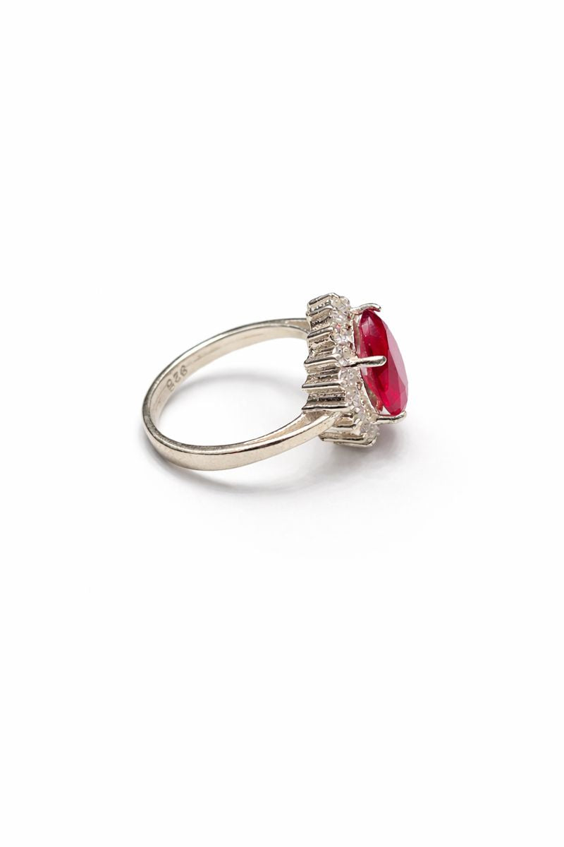 Red Zircon Oval Cut Ring