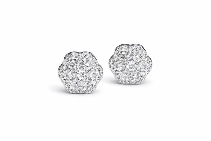 Floral Cluster Zircon Stud Earrings – 925 Sterling Silver
