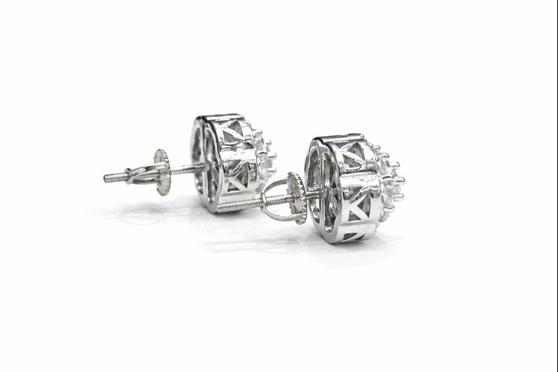 Floral Cluster Zircon Stud Earrings – 925 Sterling Silver