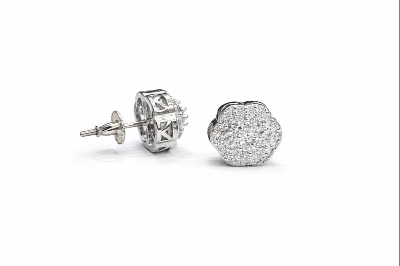 Floral Cluster Zircon Stud Earrings – 925 Sterling Silver