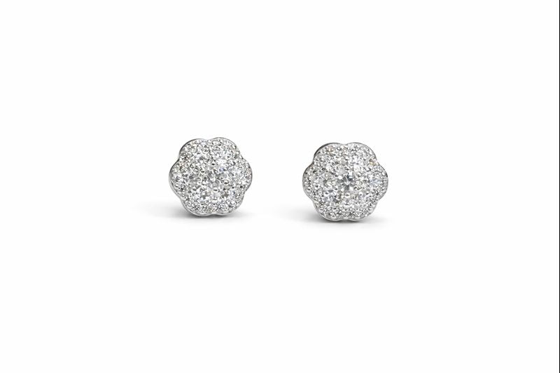 Floral Cluster Zircon Stud Earrings – 925 Sterling Silver