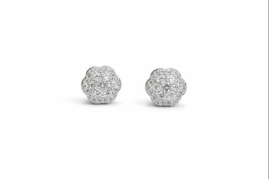 Floral Cluster Zircon Stud Earrings – 925 Sterling Silver