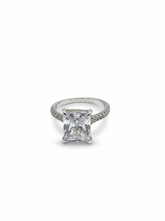 Princess Cut White Zircon 925 Sterling Silver Ring