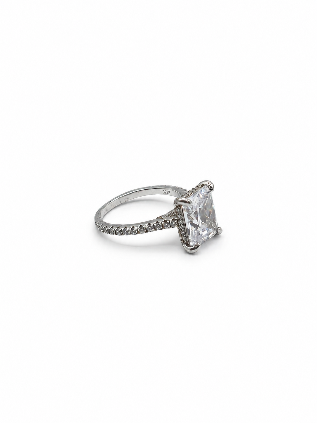 Princess Cut White Zircon 925 Sterling Silver Ring