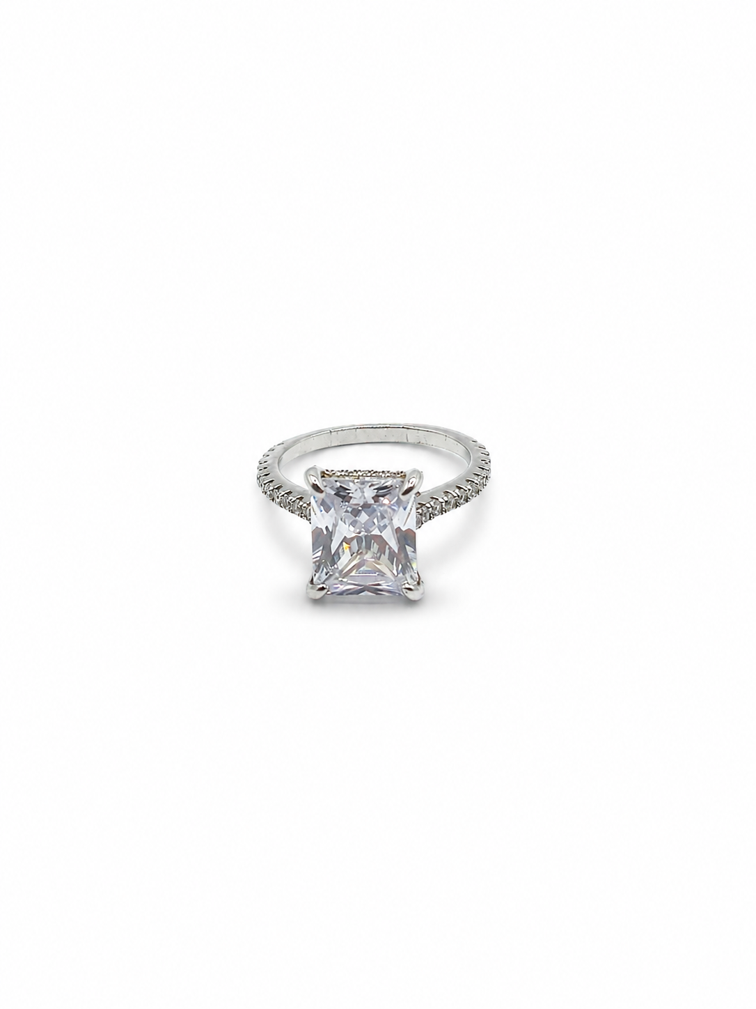 Princess Cut White Zircon 925 Sterling Silver Ring