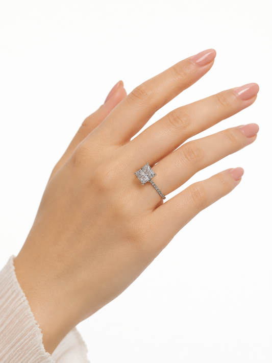Princess Cut White Zircon 925 Sterling Silver Ring
