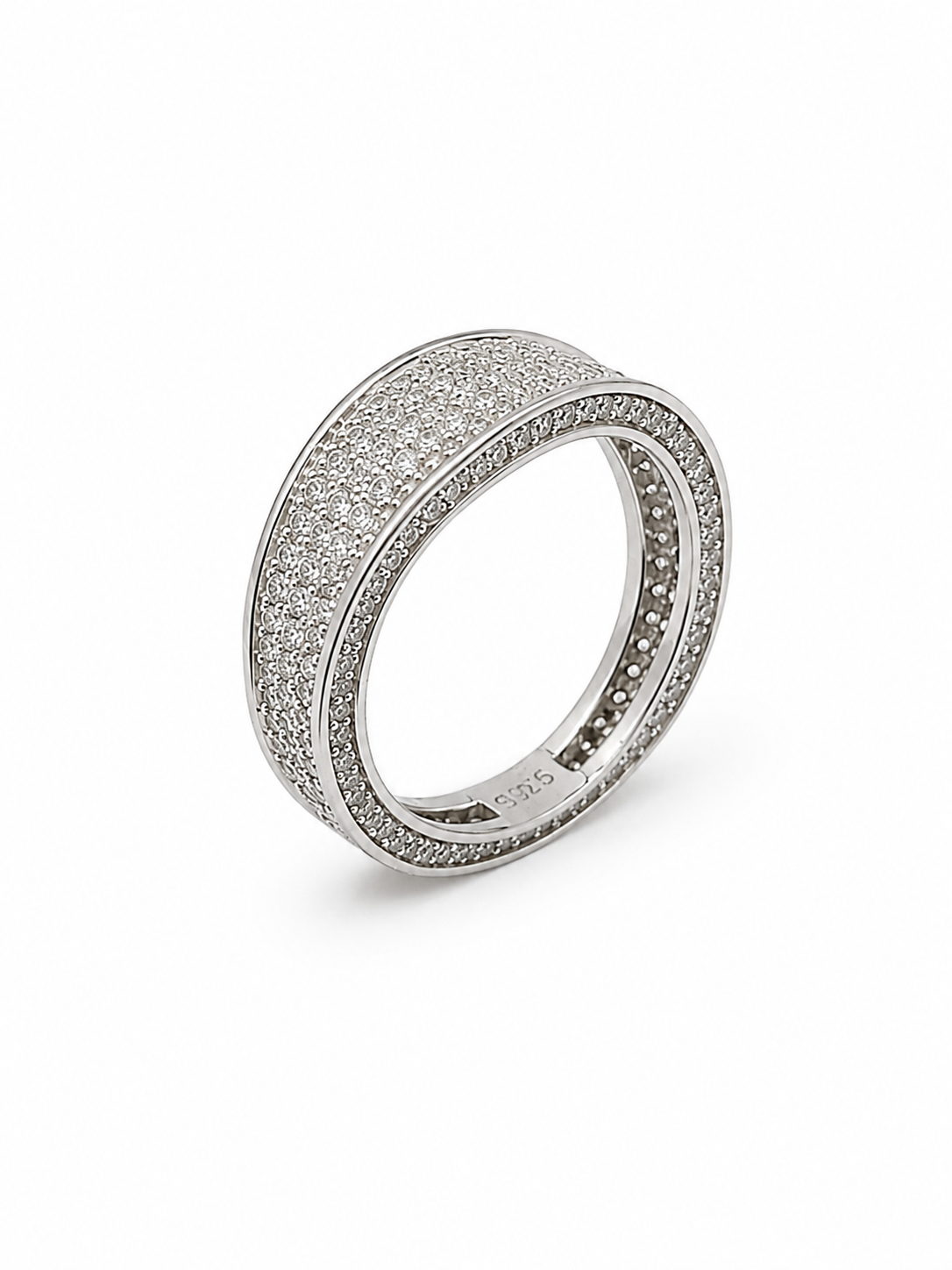 Luxury Pave White Zircon 925 Sterling Silver Ring