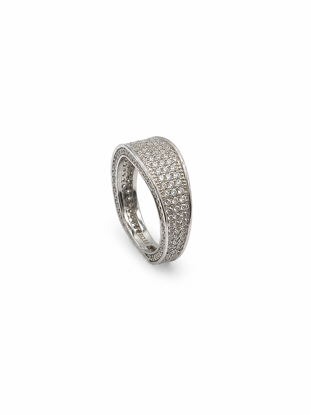 Luxury Pave White Zircon 925 Sterling Silver Ring