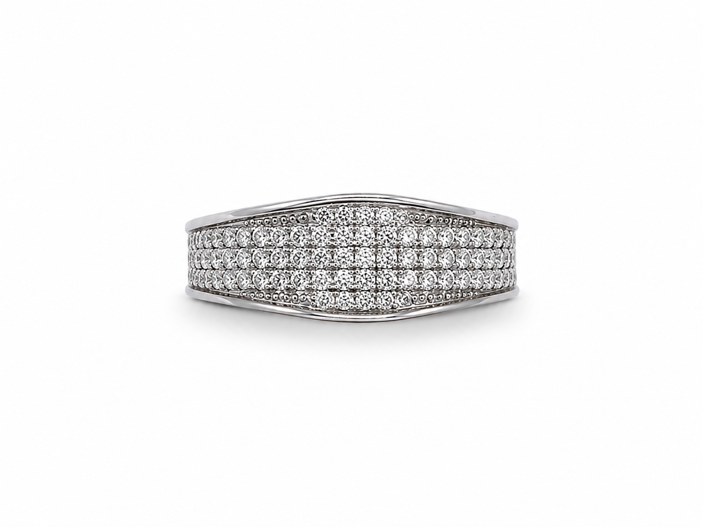 Luxury Pave White Zircon 925 Sterling Silver Ring