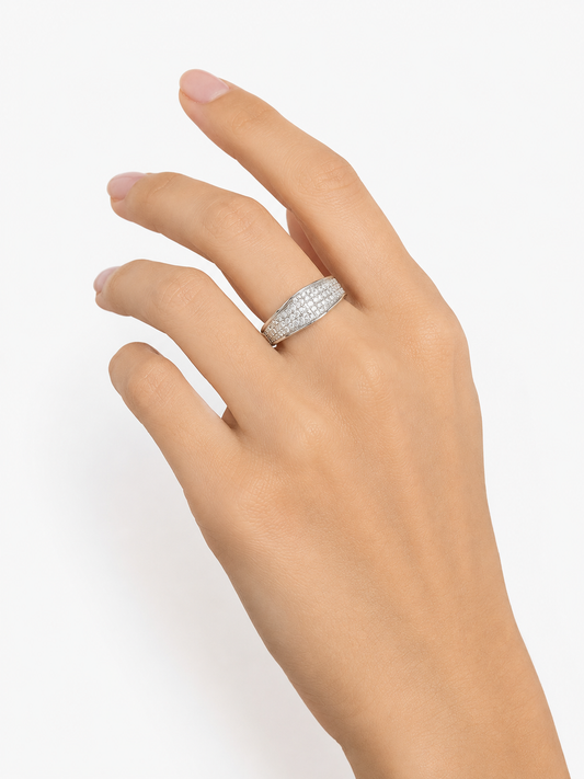 Luxury Pave White Zircon 925 Sterling Silver Ring