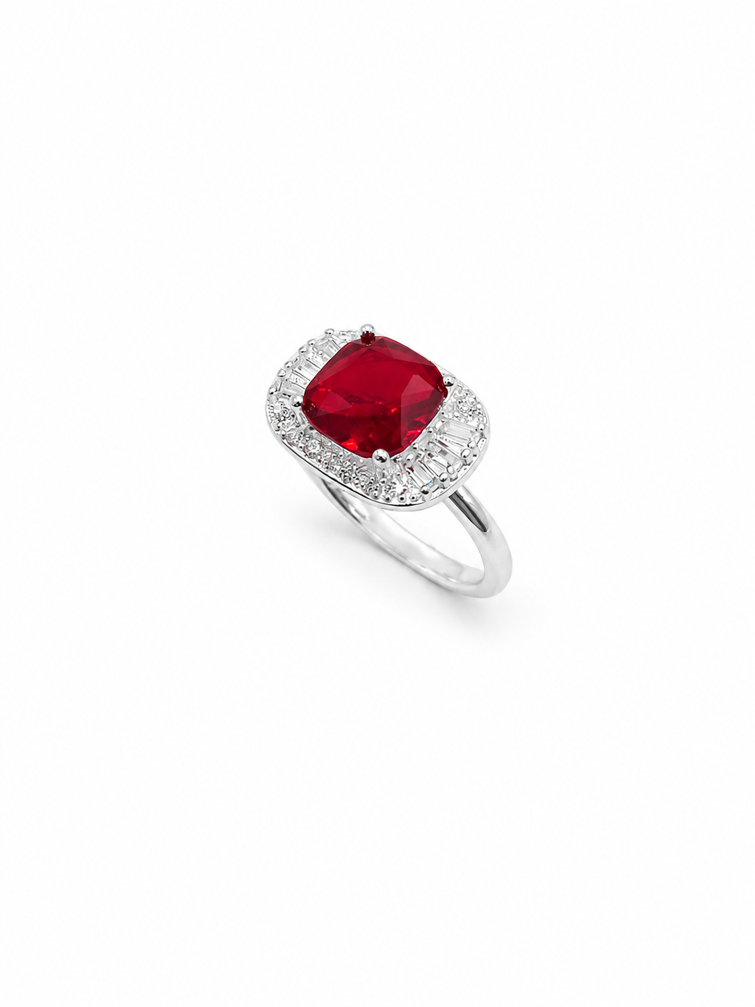 S925 Sterling Silver Red Zircon Ring