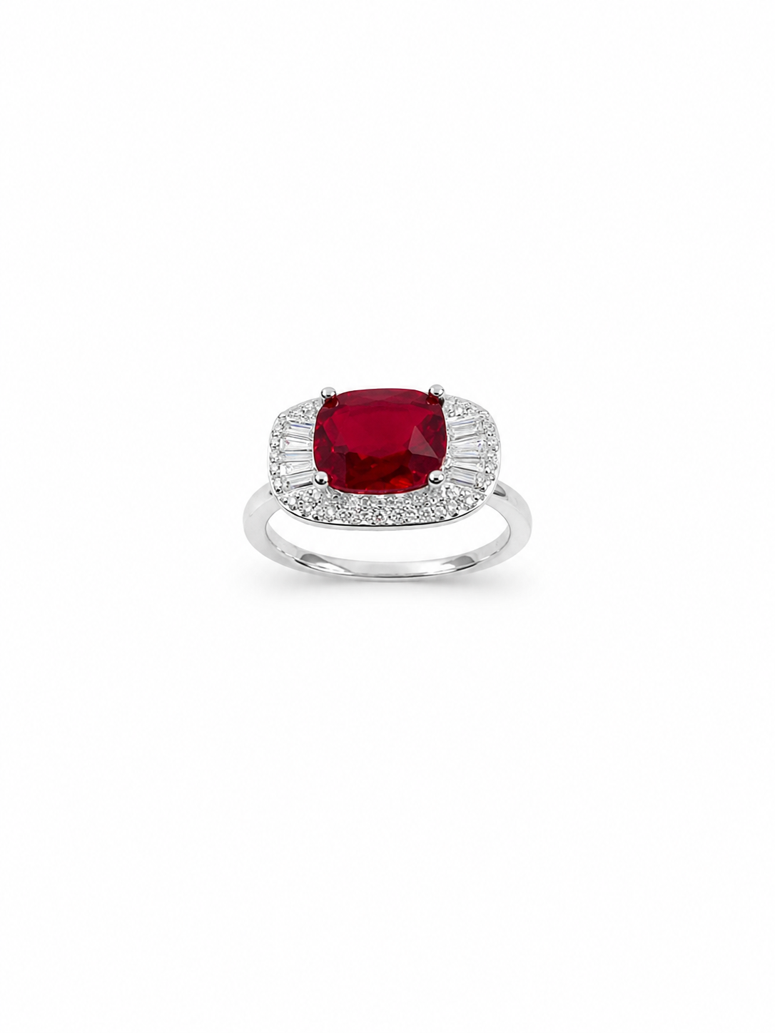S925 Sterling Silver Red Zircon Ring