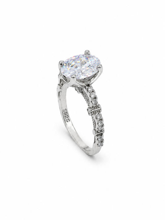 925 Silver Zircon Ring – Diamond Look Rhodium Coated Ring
