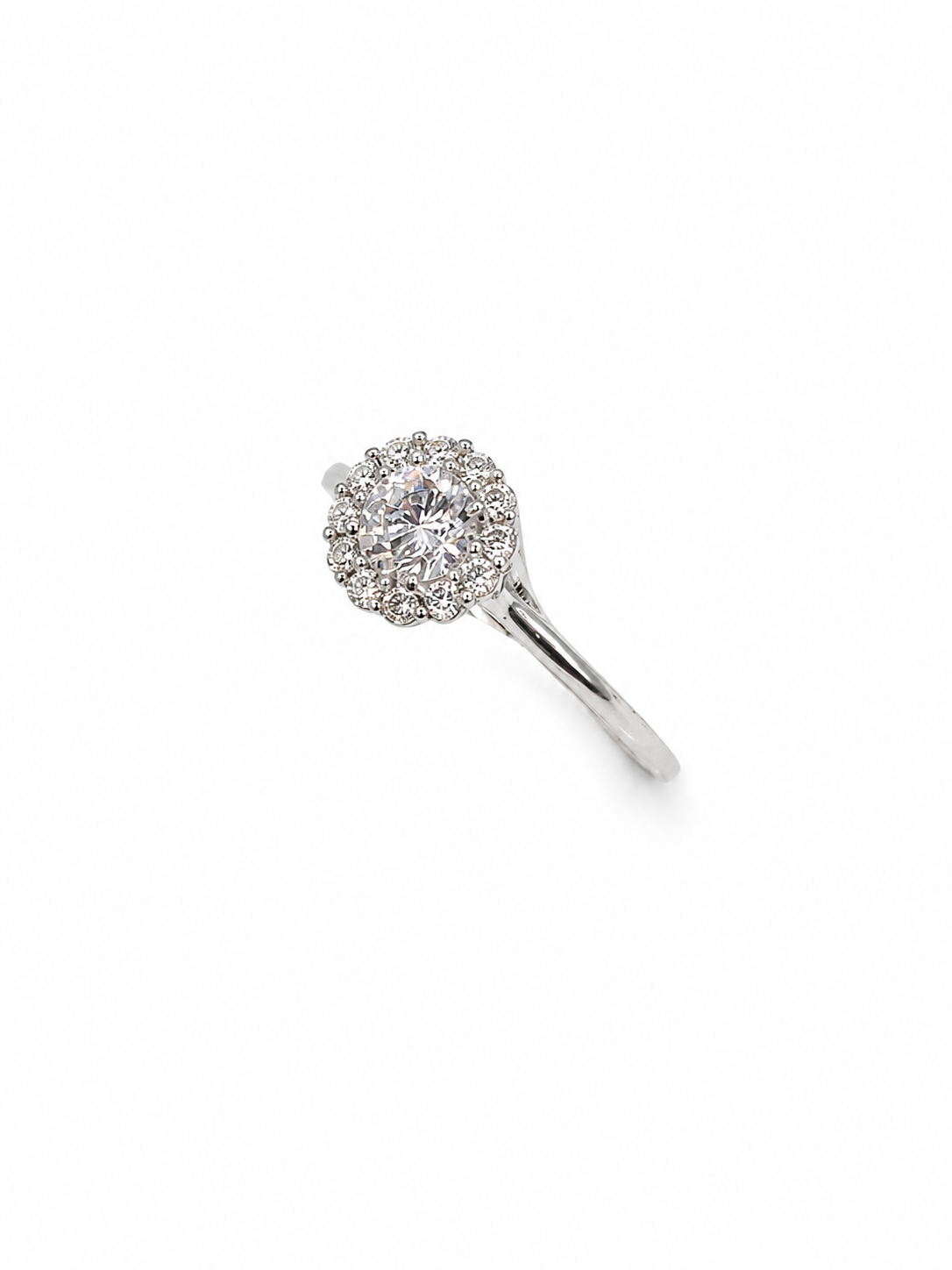 925 Silver Zircon Ring – Diamond Look Halo Ring