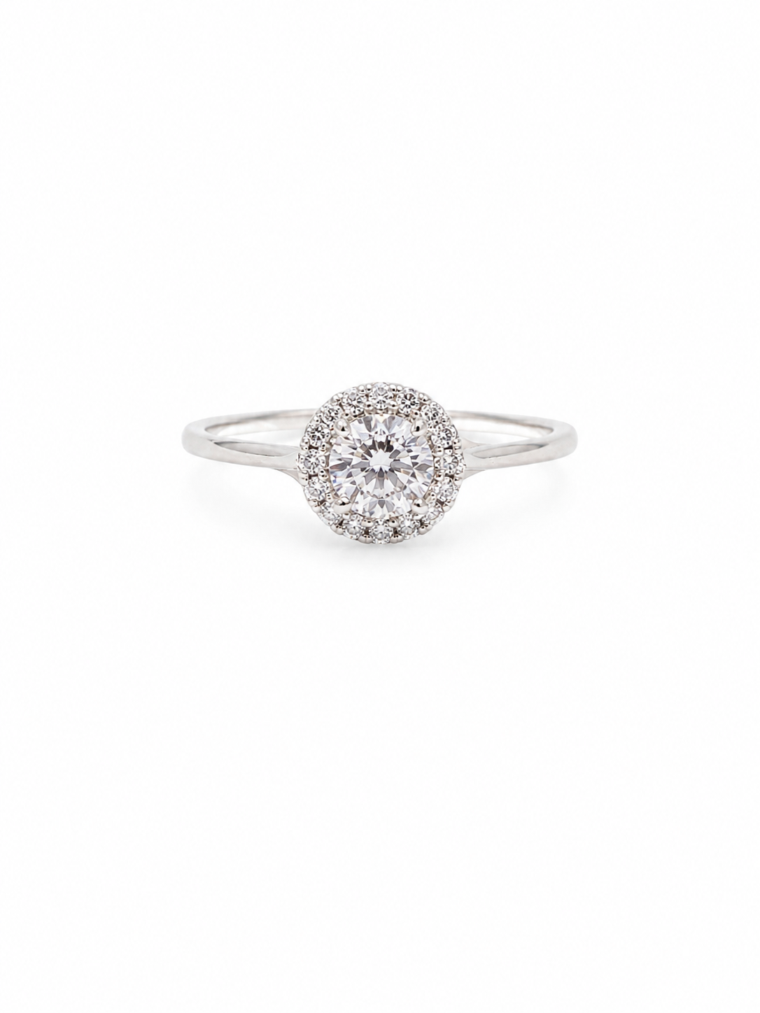 925 Silver Zircon Ring – Diamond Look Halo Ring