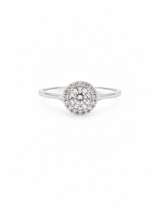 925 Silver Zircon Ring – Diamond Look Halo Ring