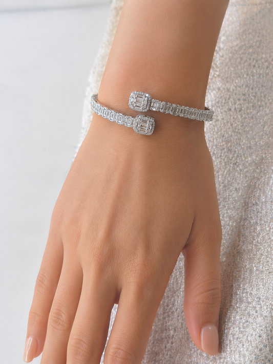 925 Silver Kara Bracelet – Rhodium Coated Luxury Bracelet