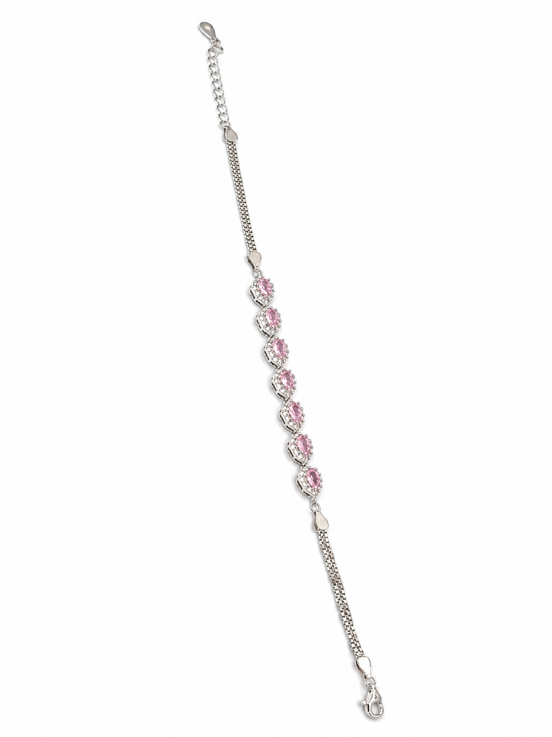Silver Pink Zircon Bracelet – Rhodium Coated Bracelet
